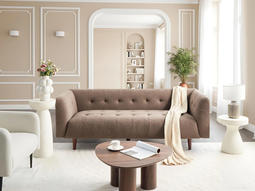 Beliani 3 vietų sofa BYSKE, ruda boucle