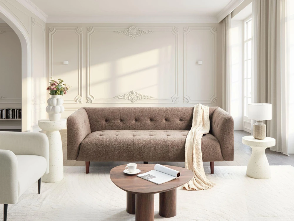 Beliani 3 vietų sofa BYSKE, ruda boucle