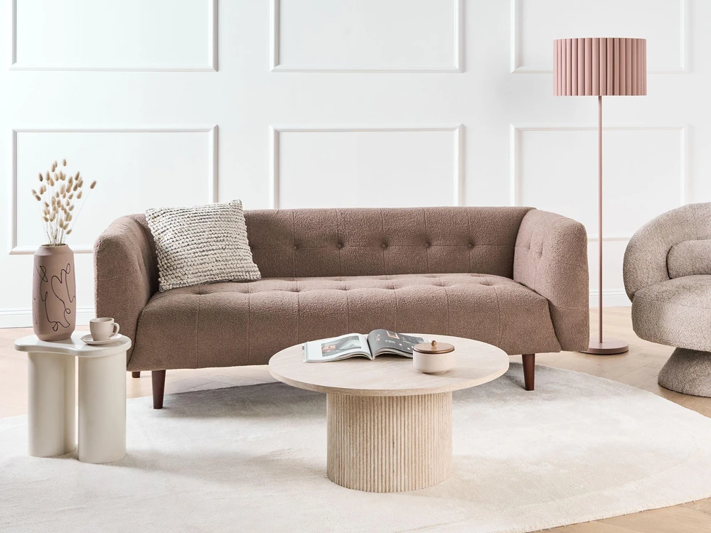 Beliani 3 vietų sofa BYSKE, ruda boucle