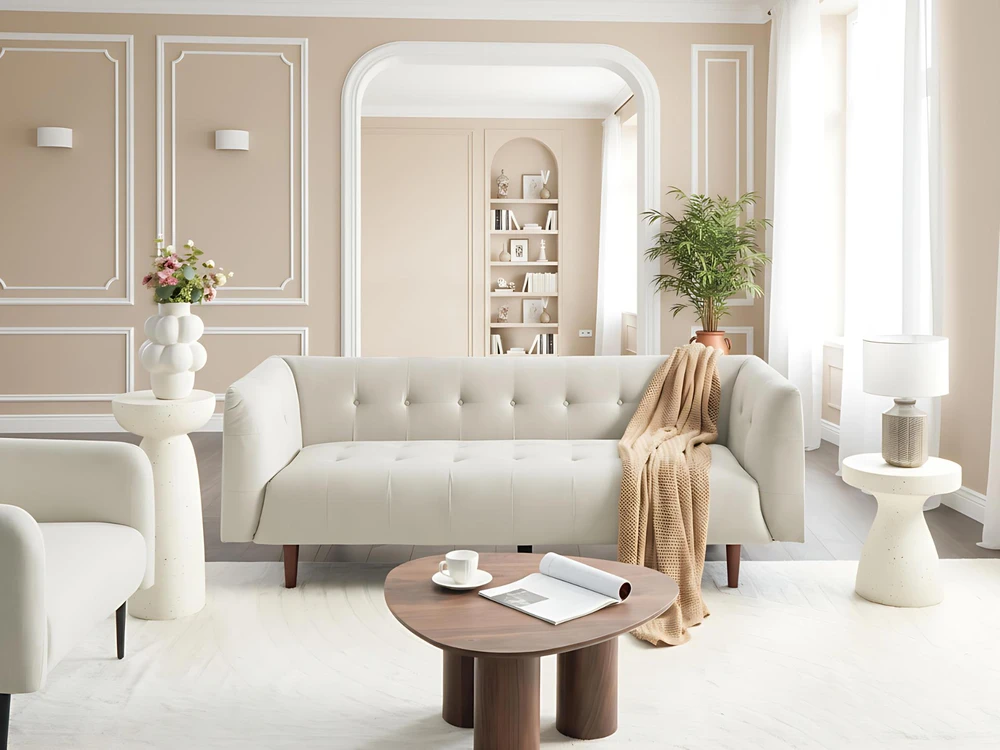 Beliani 3 vietų sofa BYSKE šviesiai smėlio spalvos