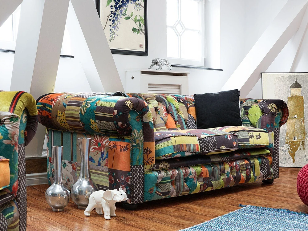Beliani 3 vietų sofa CHESTERFIELD šviesiai žalia