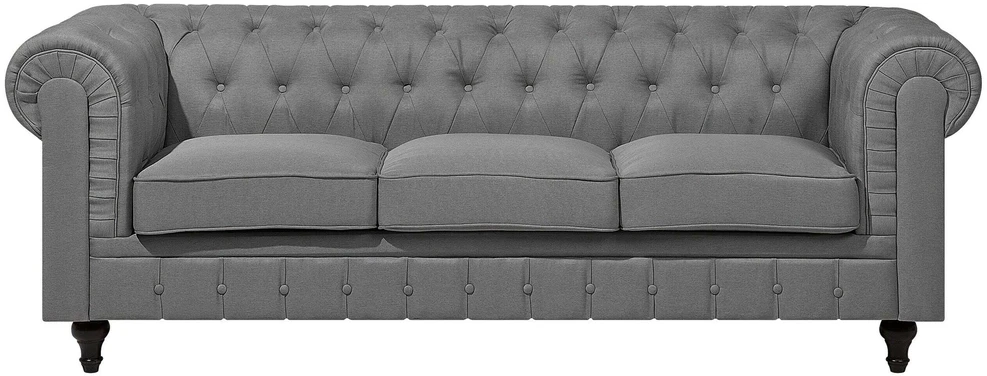 Beliani 3 vietų sofa CHESTERFIELD šviesiai pilka