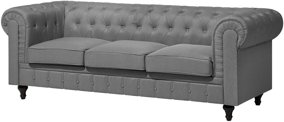 Beliani 3 vietų sofa CHESTERFIELD šviesiai pilka