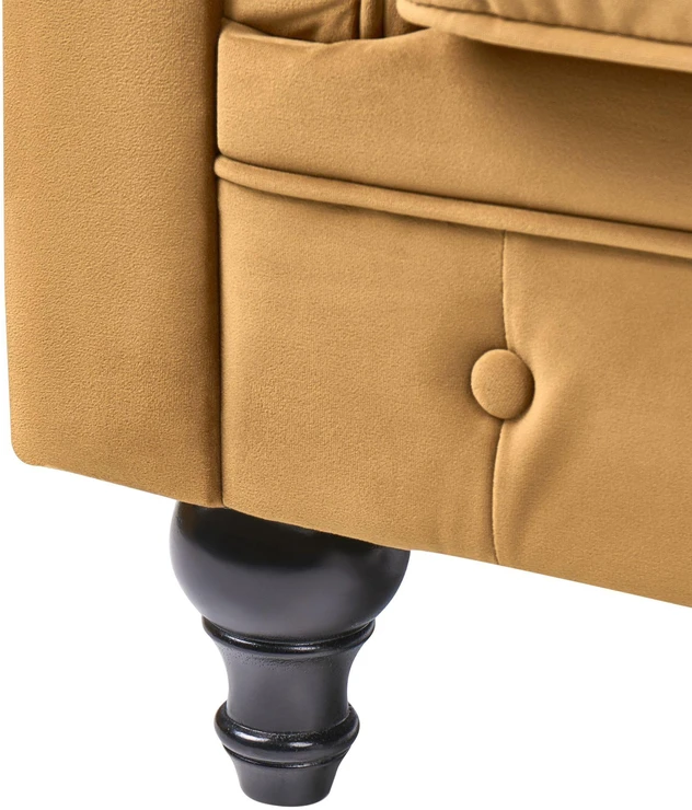 Beliani 3 vietų sofa CHESTERFIELD veliūrinė auksinė