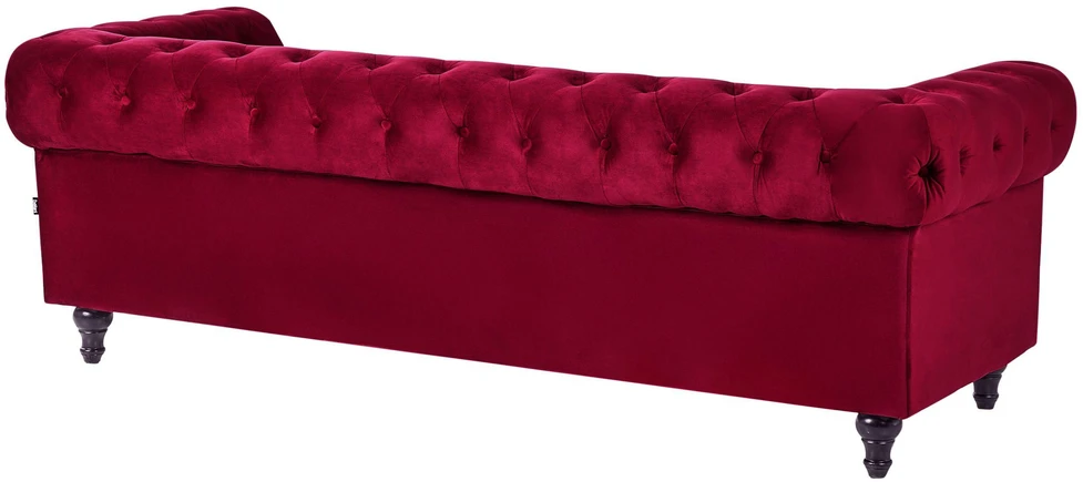 Beliani 3 vietų sofa CHESTERFIELD veliūrinė bordinė