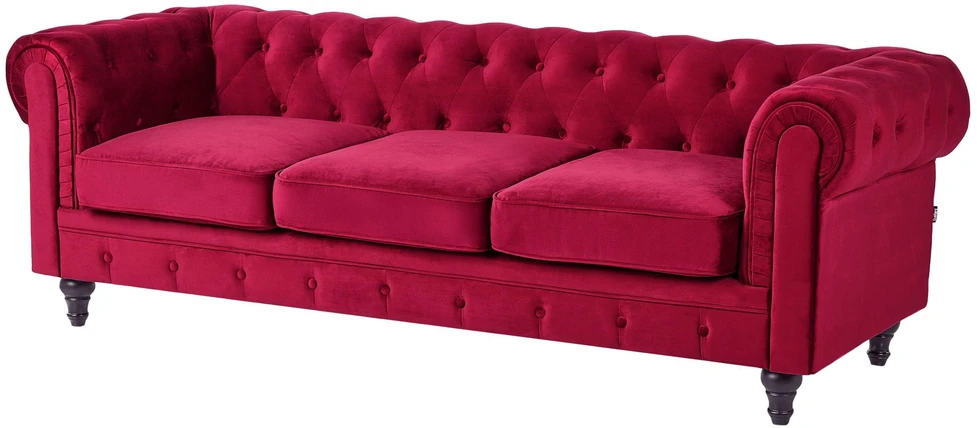 Beliani 3 vietų sofa CHESTERFIELD veliūrinė bordinė