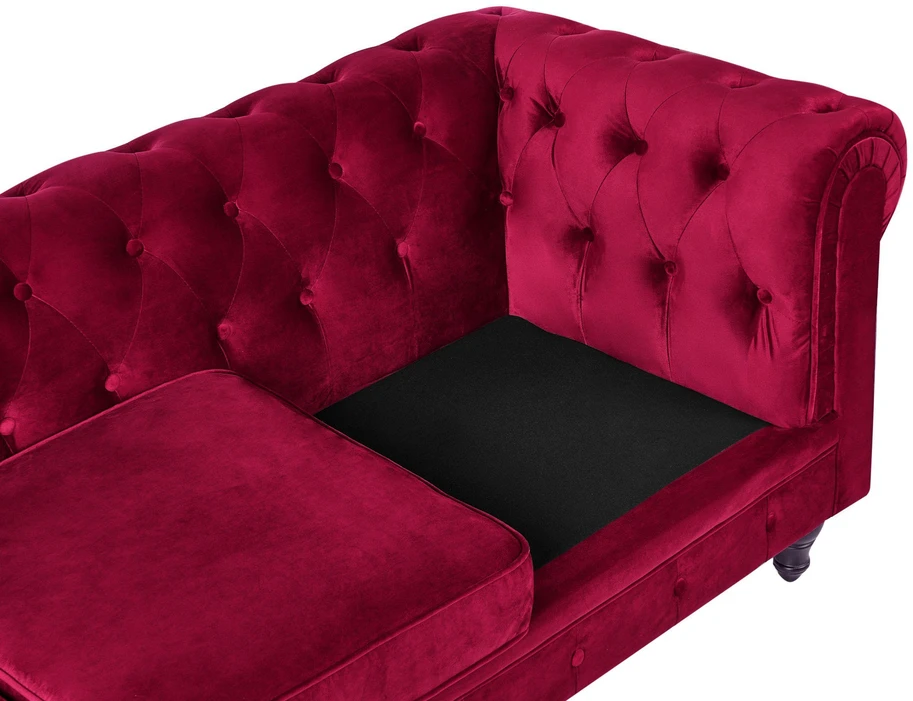 Beliani 3 vietų sofa CHESTERFIELD veliūrinė bordinė
