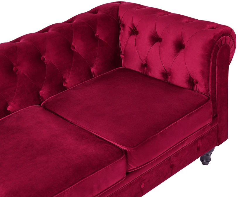 Beliani 3 vietų sofa CHESTERFIELD veliūrinė bordinė
