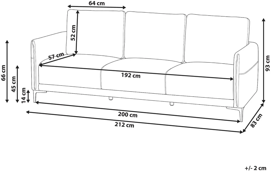 Beliani 3 vietų sofa CILENS Aukso ruda