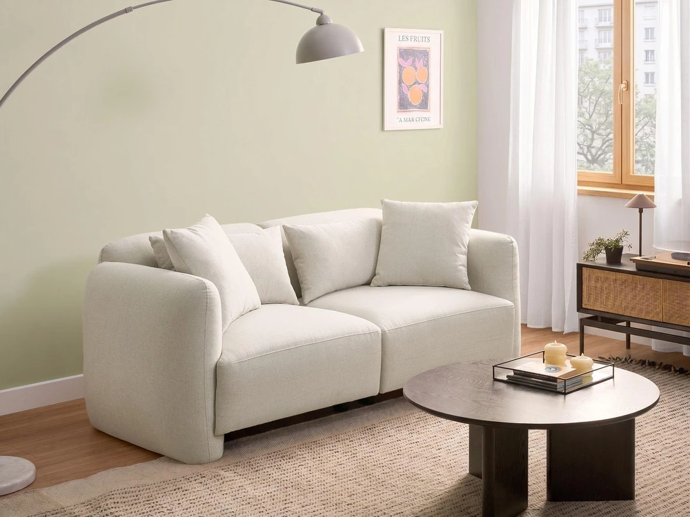 Beliani 3 vietų sofa EKENES, kreminė balta