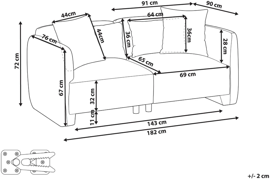 Beliani 3 vietų sofa EKENES šviesiai žalia