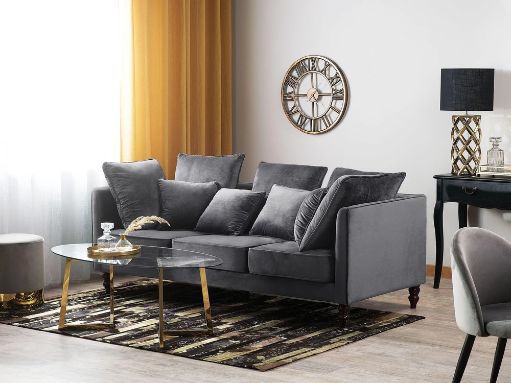 Beliani 3 vietų sofa FENSTAD, veliūrinė, pilka