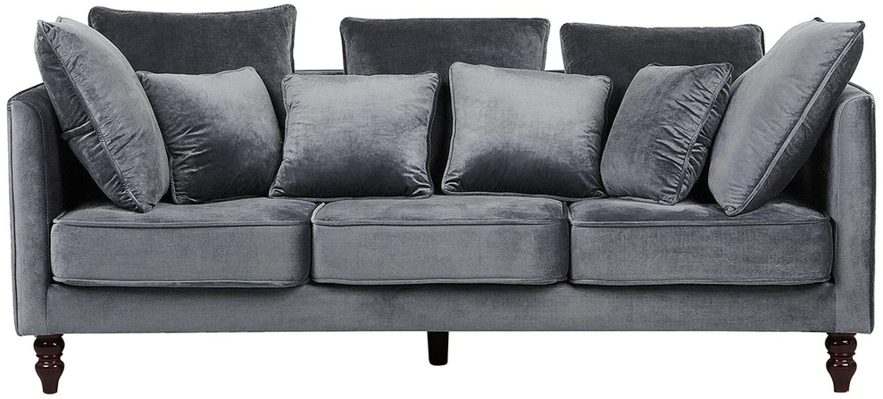 Beliani 3 vietų sofa FENSTAD, veliūrinė, pilka