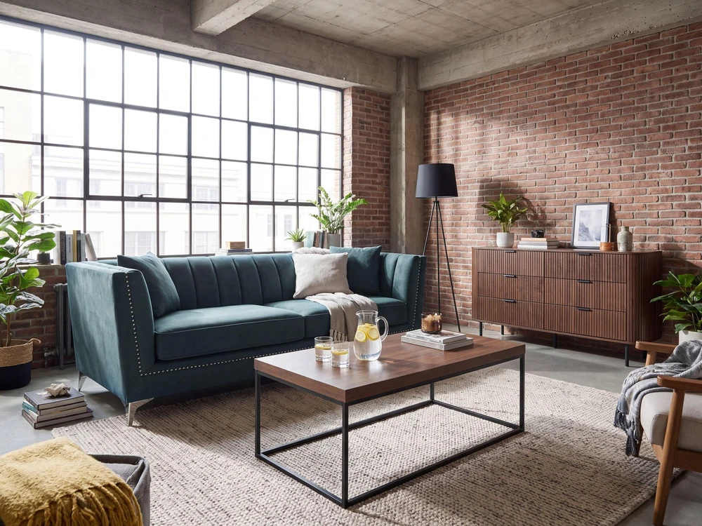 Beliani 3 vietų sofa GAULA, veliūrinė, žydra