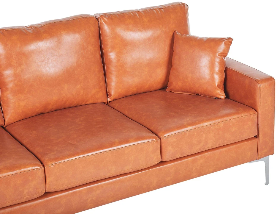 Beliani 3 vietų sofa GAVLE dirbtinė oda auksinė ruda