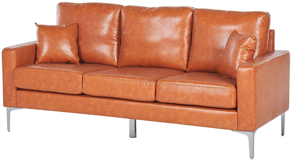 Beliani 3 vietų sofa GAVLE dirbtinė oda auksinė ruda