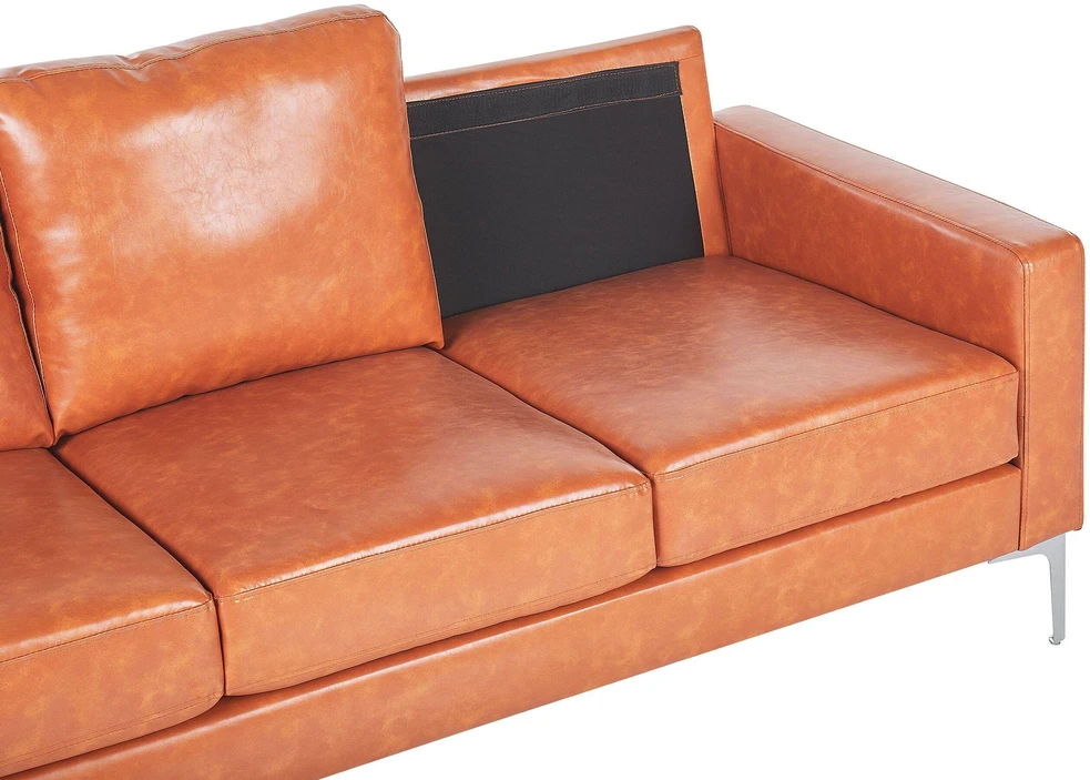 Beliani 3 vietų sofa GAVLE dirbtinė oda auksinė ruda