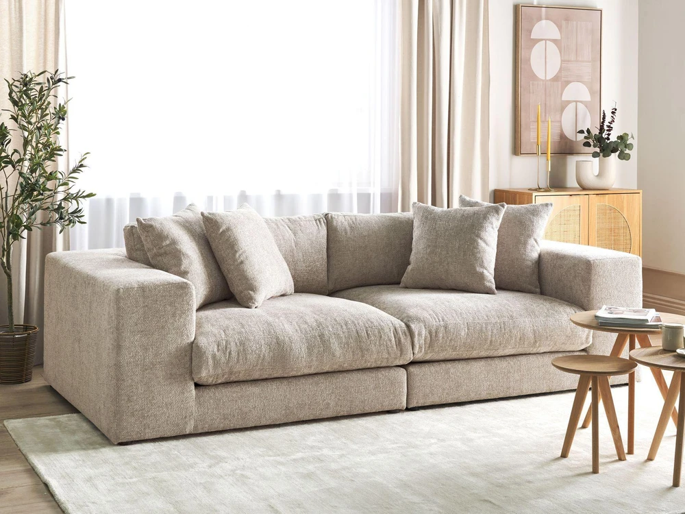 Beliani 3 vietų sofa GLORVIKA II smėlio pilkos spalvos