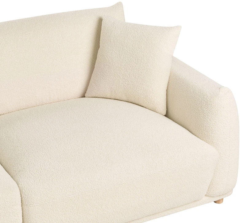 Beliani 3 vietų sofa JUBEK Boucle kreminės baltos spalvos