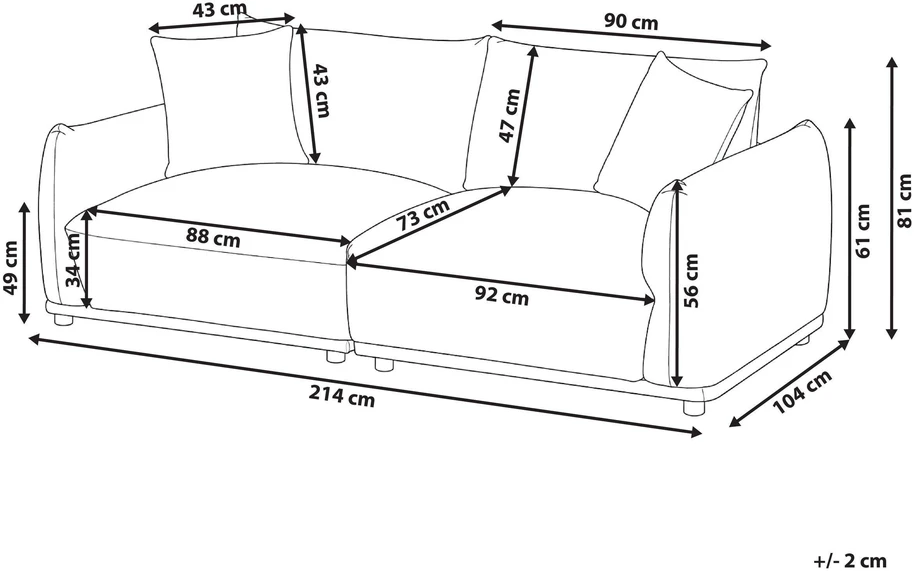 Beliani 3 vietų sofa JUBEK Boucle kreminės baltos spalvos