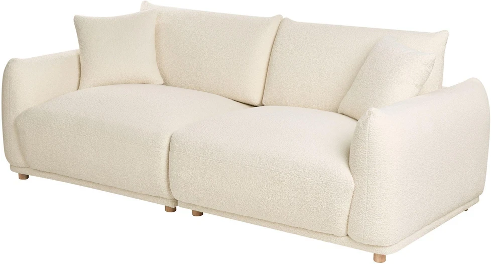 Beliani 3 vietų sofa JUBEK Boucle kreminės baltos spalvos