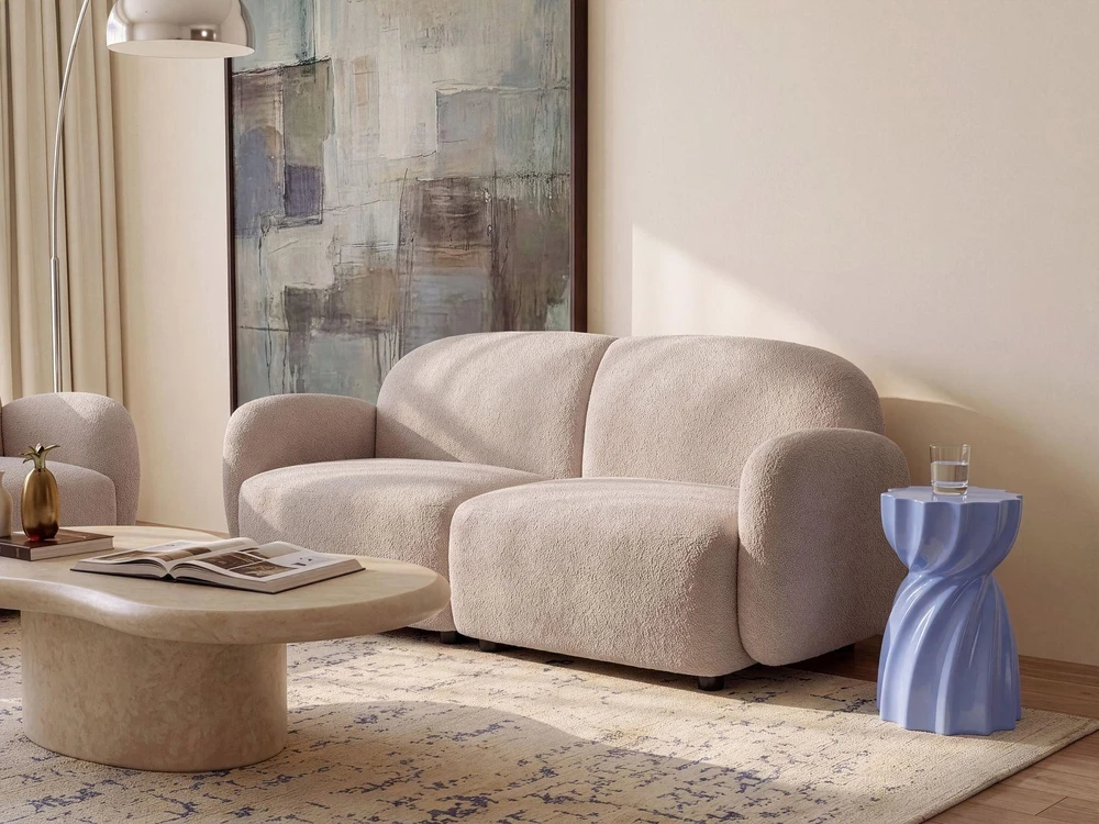 Beliani 3 vietų sofa JULE Boucle, smėlio spalvos