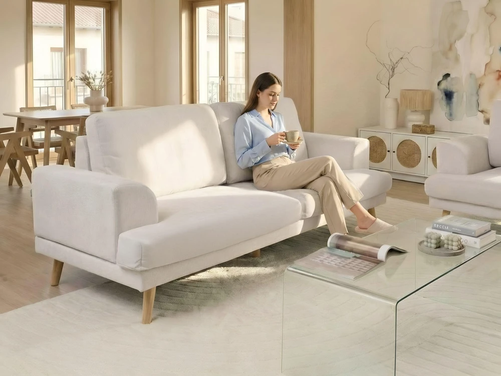 Beliani 3 vietų sofa KILDAL šviesiai smėlio spalvos