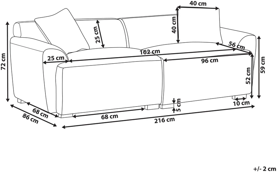 Beliani 3 vietų sofa KORIO Pilka