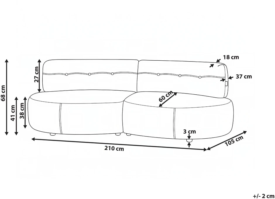 Beliani 3 vietų sofa LAERDAL Veliūrinė Smėlio pilka