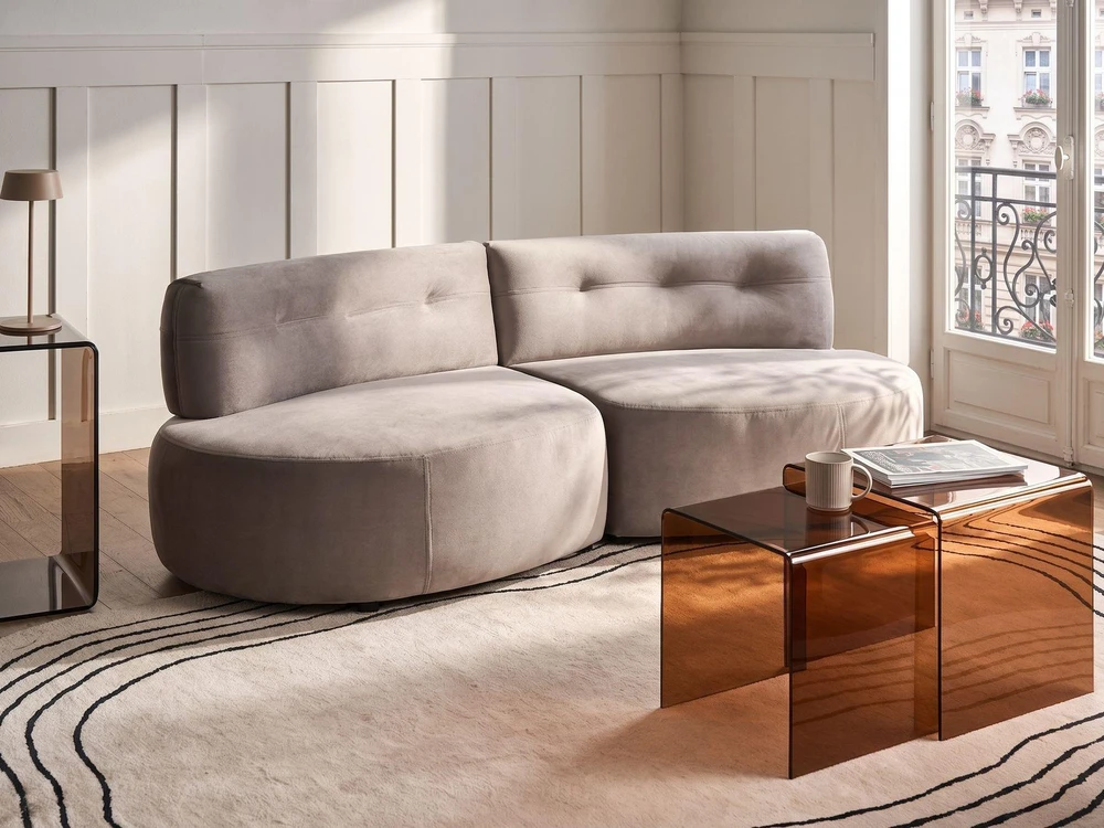 Beliani 3 vietų sofa LAERDAL Veliūrinė Smėlio pilka
