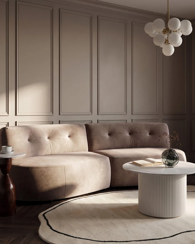 Beliani 3 vietų sofa LAERDAL Veliūrinė Smėlio pilka