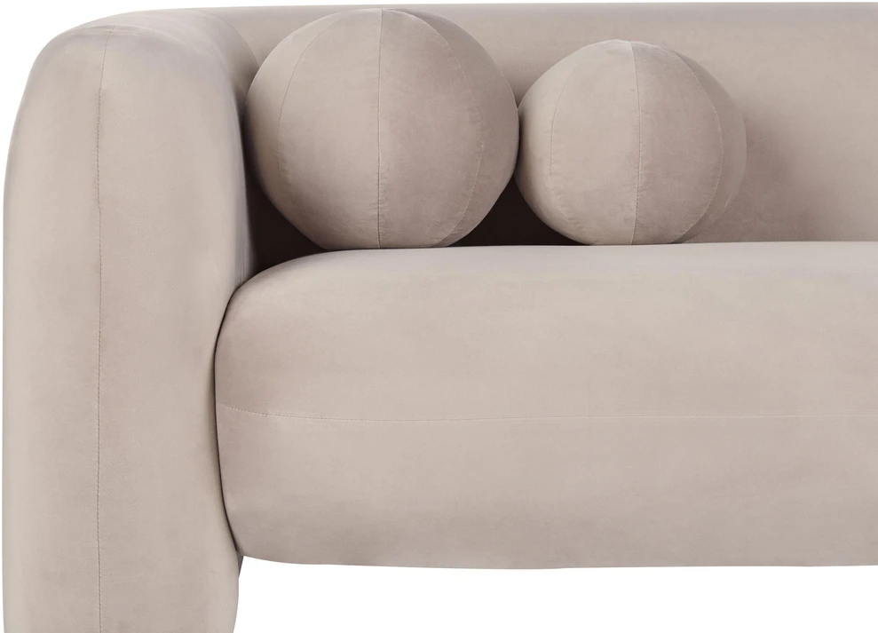 Beliani 3 vietų sofa LEIREN, veliūras, smėlio pilkumo spalvos