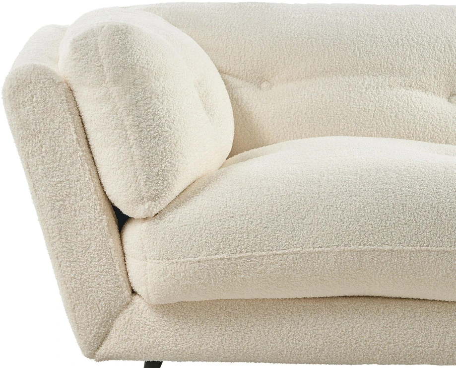 Beliani 3 vietų sofa LENVIK, buklė audinys, balta