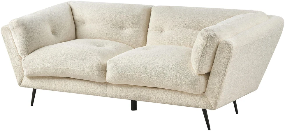Beliani 3 vietų sofa LENVIK, buklė audinys, balta