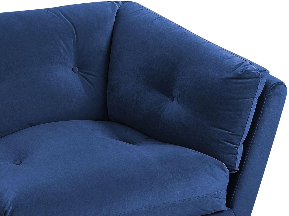Beliani 3 vietų sofa LENVIK, veliūrinė, tamsiai mėlyna
