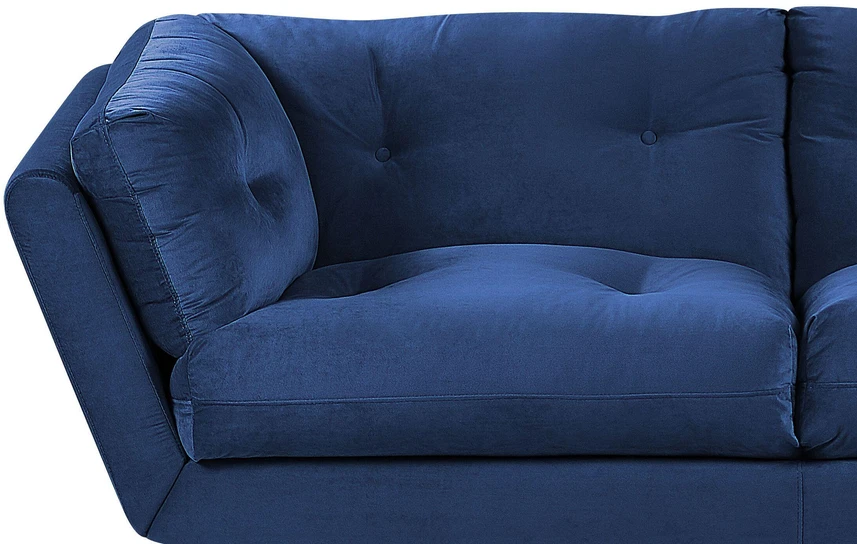 Beliani 3 vietų sofa LENVIK, veliūrinė, tamsiai mėlyna