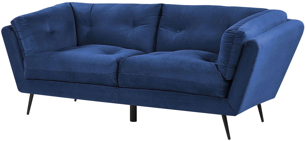 Beliani 3 vietų sofa LENVIK, veliūrinė, tamsiai mėlyna