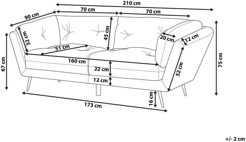 Beliani 3 vietų sofa LENVIKaksominė, smaragdinė