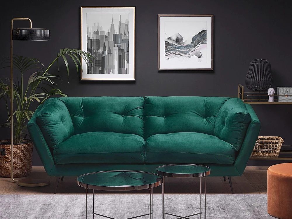Beliani 3 vietų sofa LENVIKaksominė, smaragdinė