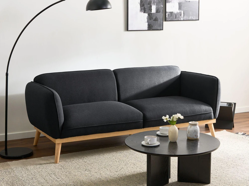 Beliani 3 vietų sofa LJUNG juoda