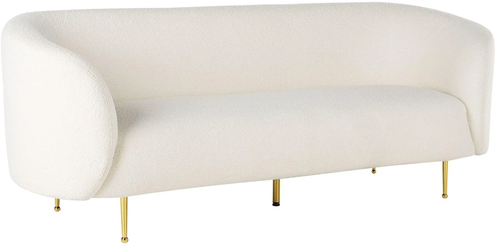 Beliani 3 vietų sofa LOEN, balta, bouclé audinys