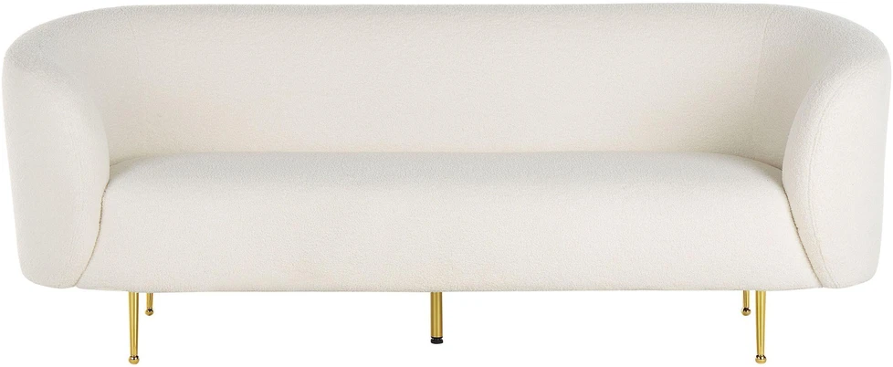 Beliani 3 vietų sofa LOEN, balta, bouclé audinys