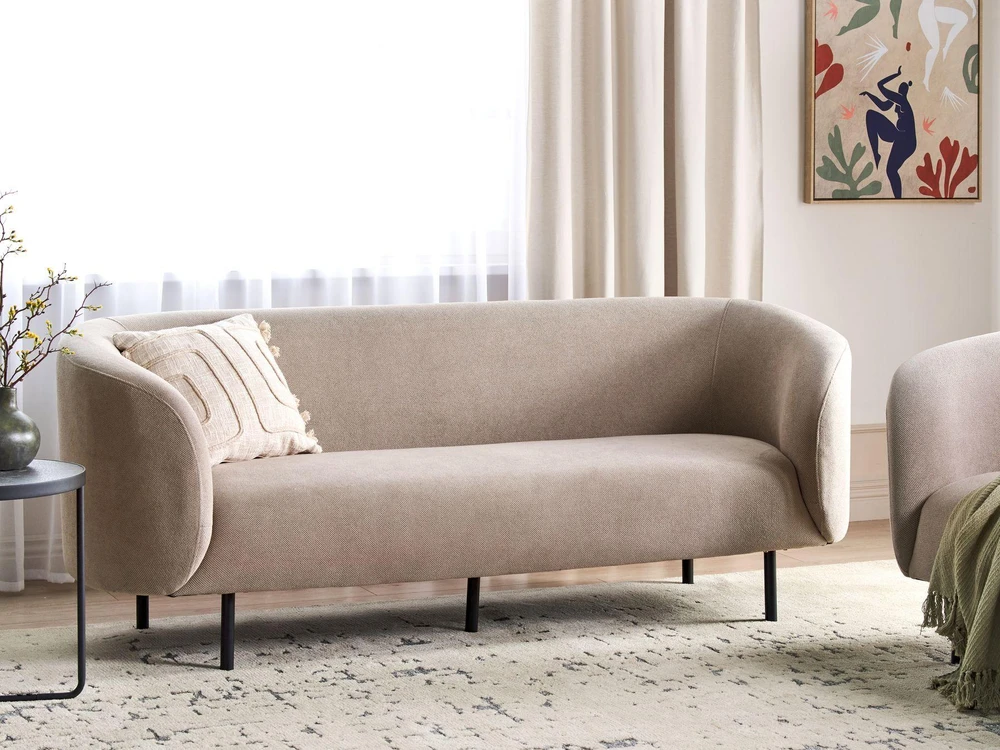 Beliani 3 vietų sofa LOEN smėlio pilkumo spalvos