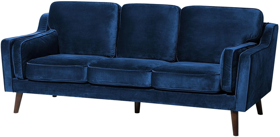 Beliani 3 vietų sofa LOKKA, veliūras, tamsiai mėlyna