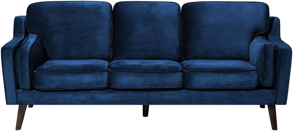 Beliani 3 vietų sofa LOKKA, veliūras, tamsiai mėlyna