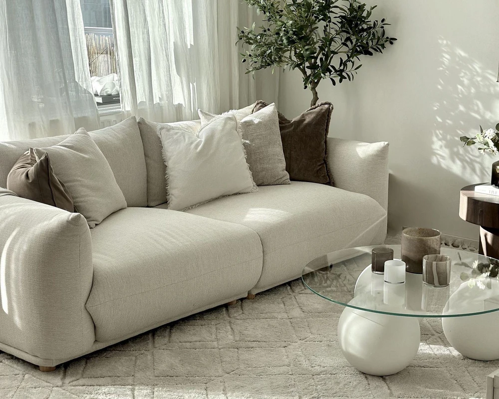 Beliani 3 vietų sofa LUVOS, kreminė balta