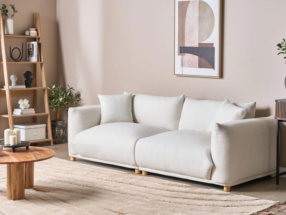 Beliani 3 vietų sofa LUVOS, kreminė balta
