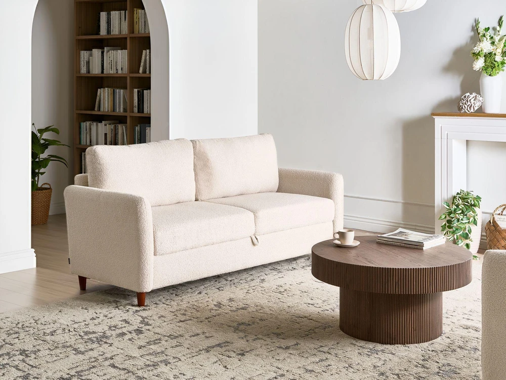 Beliani 3 vietų sofa MARE Boucle smėlio spalvos