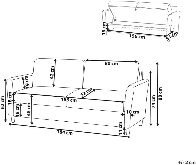 Beliani 3 vietų sofa MARE pilka
