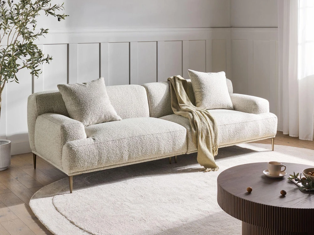 Beliani 3 vietų sofa MATILA, boucle audinys, balta